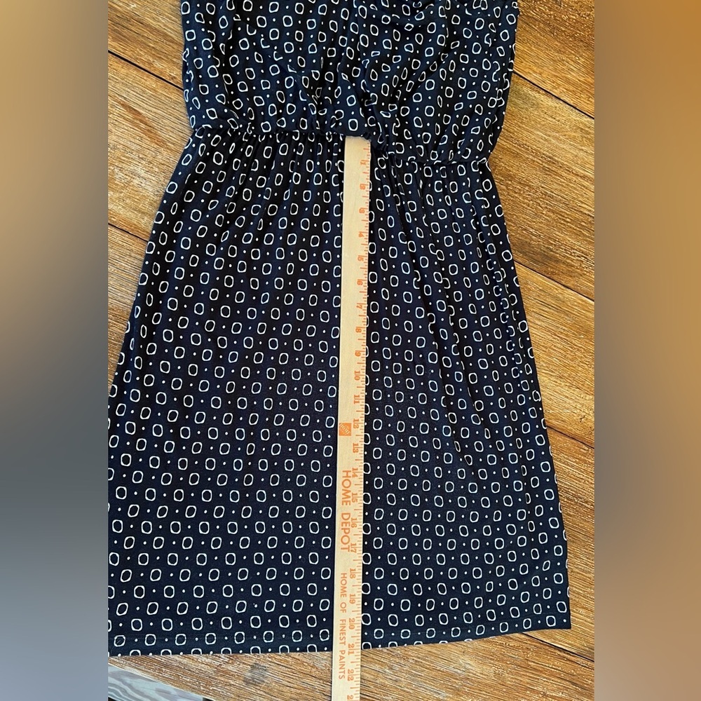 LOFT Outlet Black Mini Dress Flowy Summer Spaghetti Strap White Detailing Sz S - Picture 8 of 10